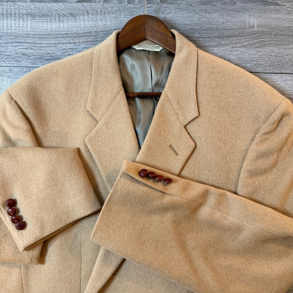 Evan Picone 100% camel hair tan Blazer Mens 48L Sport Coat